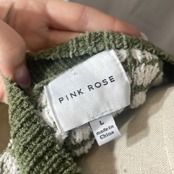 PINK ROSE White and Green Patterned Sweater - Picture 4 of 5